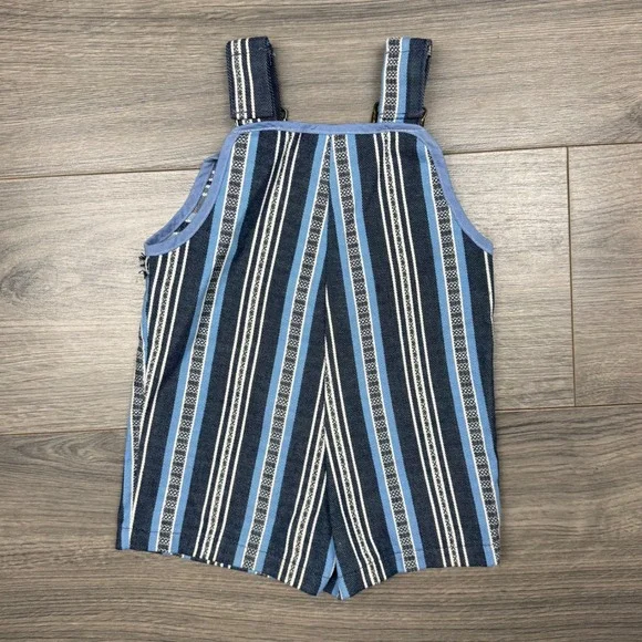 Vintage Baby Overalls 12–18M Blue Stripe Brass Buckle Button Repair Needed - Picture 5 of 8